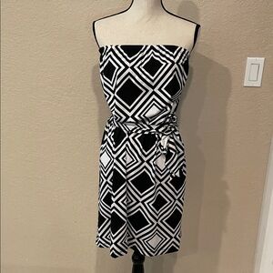 Mud Pie Black and White Strapless Dress